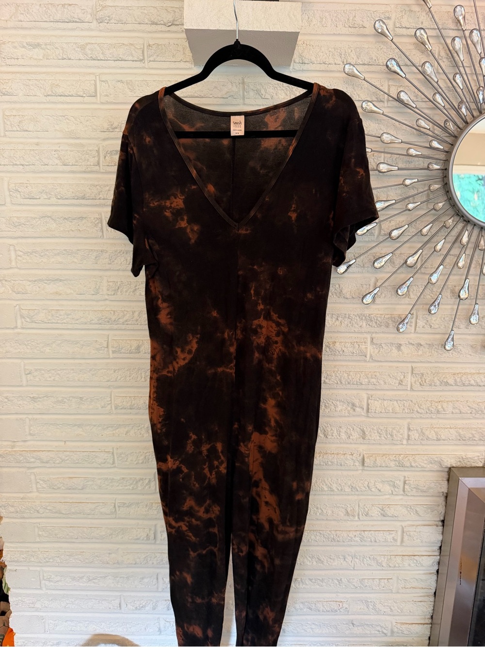 Smash + Tess Black & Brown Tie-Dye V‑Neck Jumpsuit
